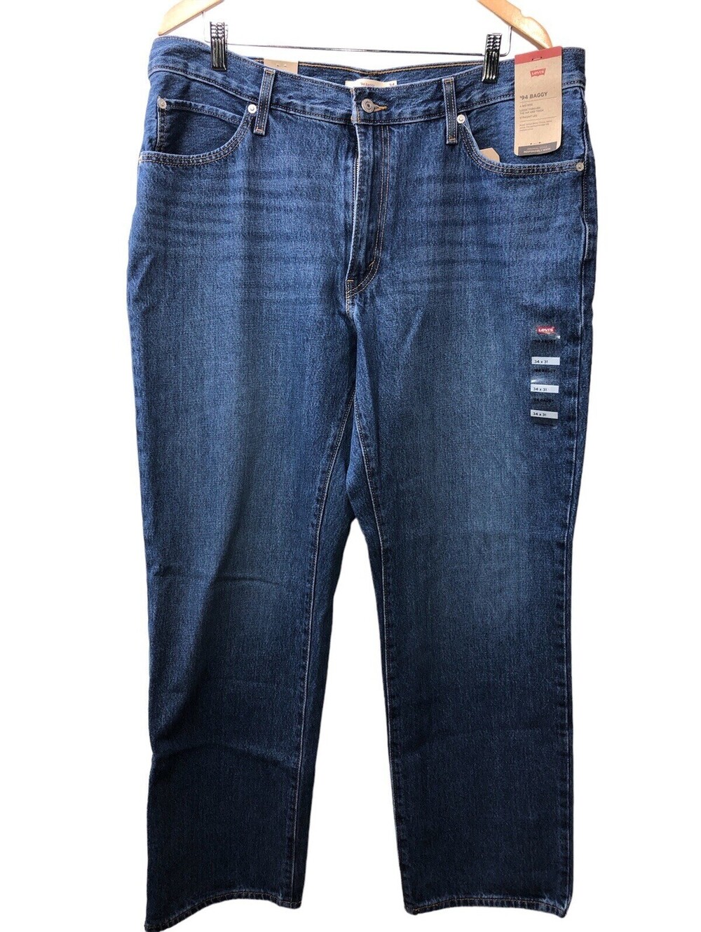 Levi's '94 Baggy Jeans Womens Long Pants Size 34X31 Blue Cotton Denim Zip Fly